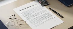 Documents officiels de la convention collective des prestataires de services posés sur un bureau professionnel