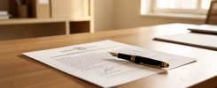 Certificat de travail posé sur un bureau avec un stylo