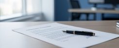 Convention de rupture conventionnelle et stylo sur un bureau
