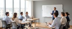 Session de formation professionnelle pour adultes dans une salle lumineuse
