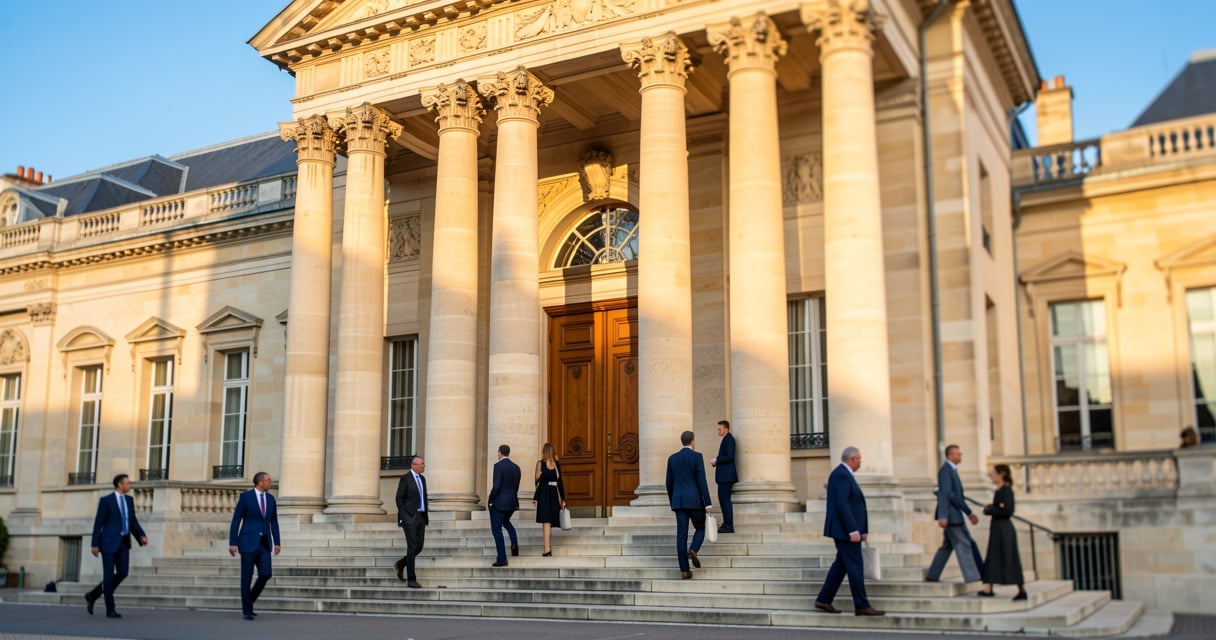 Façade d'un palais de justice abritant un greffe de tribunal de commerce